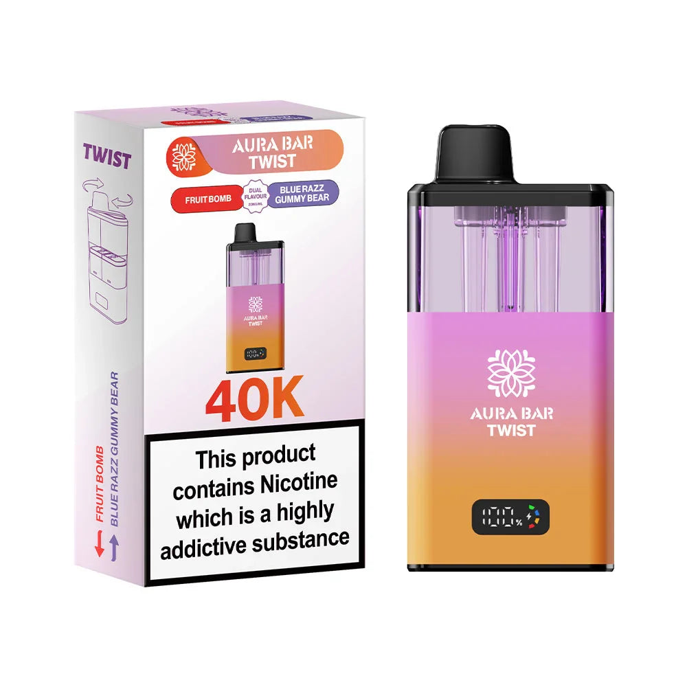 Aura Bar Twist 40K Prefilled Pod Kit - Fruit Bomb / Blue Razz Gummy Bear