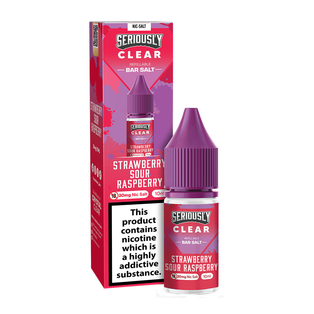 Doozy Seriously Crystal Clear 10ml Nic Salts E Liquids - Strawberry Sour Raspberry